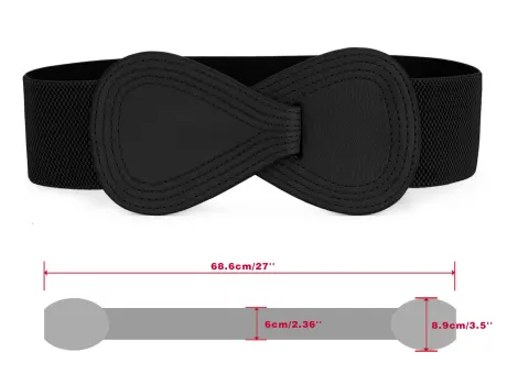 Allegra K- Interlock 8-Shaped Buckle Elastic Belt