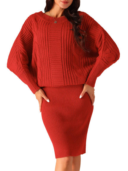 Allegra K - Batwing Sleeve Sweater Pullover Dress