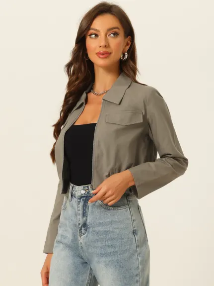 Allegra K- Vestes bomber courtes légères zippées