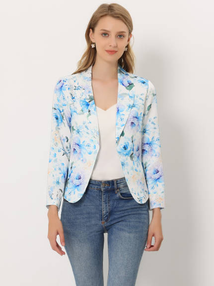 Allegra K- Open Front Crop Suit Blazer Jacket