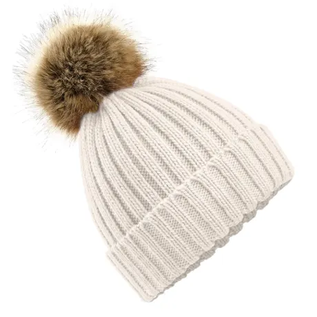 Beechfield - Unisex Fur Pop Pom Chunky Beanie