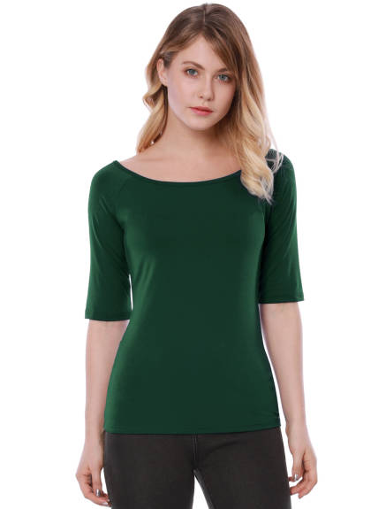 Allegra K- Half Sleeves Fitted Layering T-Shirt