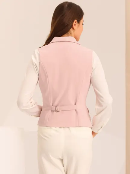 Allegra K- Gilet de costume dos nageur boutonné à revers châle