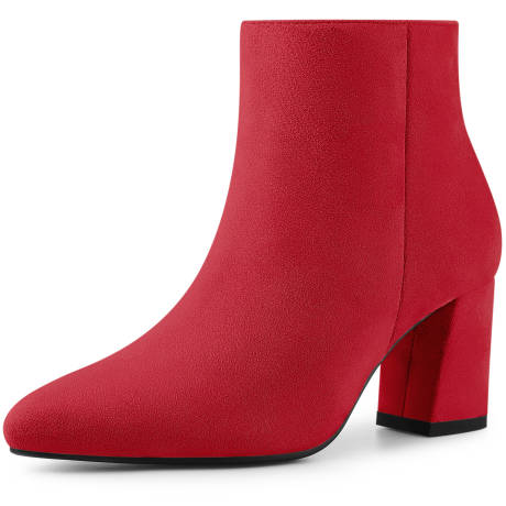 Allegra K - Pointy Toe Classic Side Zip Ankle Boots