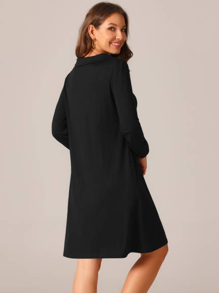 Allegra K - Long Sleeve Cowl Neck Tunic Top Dress