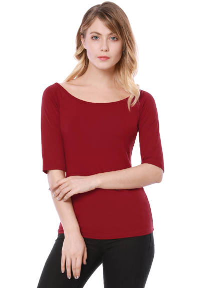 Allegra K- Half Sleeves Fitted Layering T-Shirt