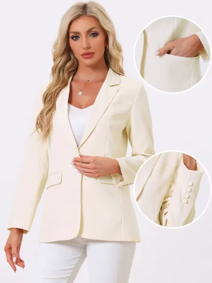 Allegra K- One Button Open Front Suit Blazer