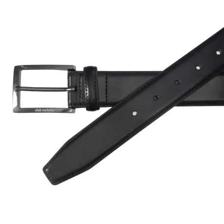 Club Rochelier Men's Leather Belt with Gun Metal Hardware
