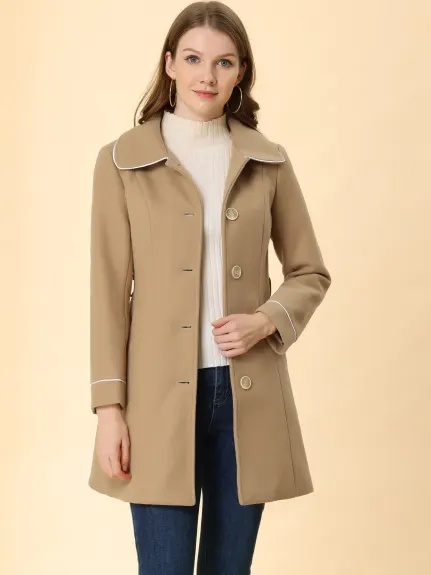 Allegra K- Elegant Lapel Collar Long Trench Coat