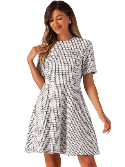 Allegra K - Plaid Mini Length A-Line Dress