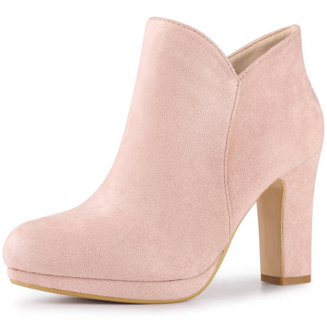 Allegra K- Platform Chunky Heels Solid Ankle Booties