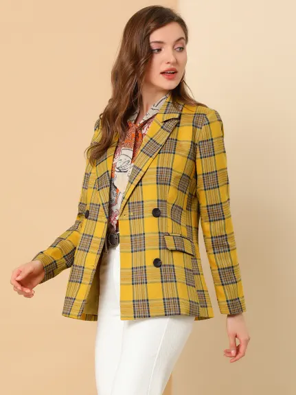 Allegra K- Blazer croisé à revers et épaules rembourrées