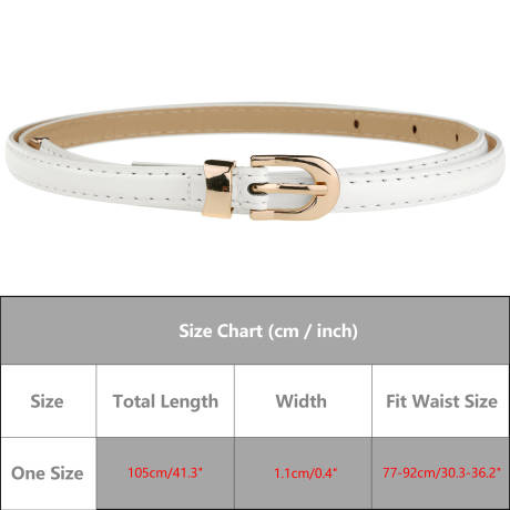 Allegra K- Skinny PU Leather Belt with Gold Metal Buckle