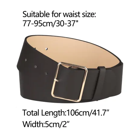 Allegra K- PU Leather Metal Pin Buckle Wide Belt