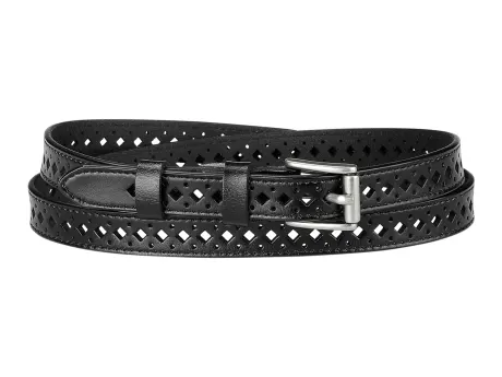 Allegra K- Skinny Faux Leather Hollow-out Thin Waist Belt