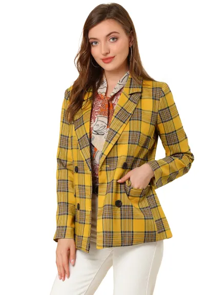 Allegra K- Blazer croisé à revers et épaules rembourrées