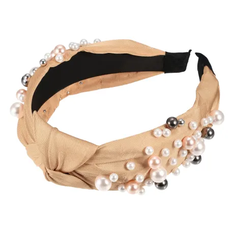 Unique Bargains - Faux Pearl Bead Fashion Knotted Headband