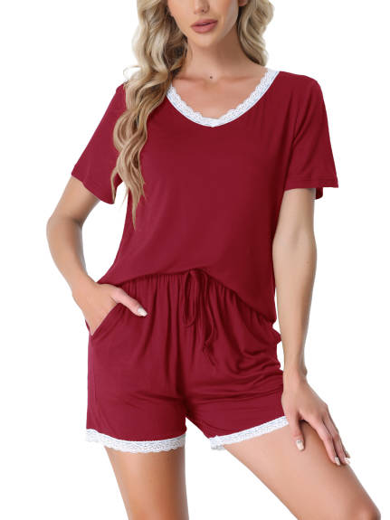 cheibear - Lounge Top and Shorts Summer Nightwear