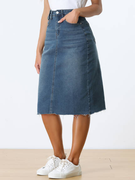 Allegra K- Back Slit Denim Skirt Pack, Blue Combo 2