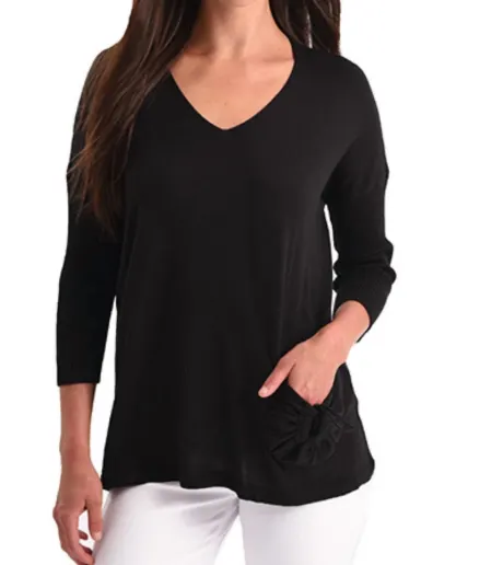 ANGEL - Tie Pocket Detail V-Neck Top