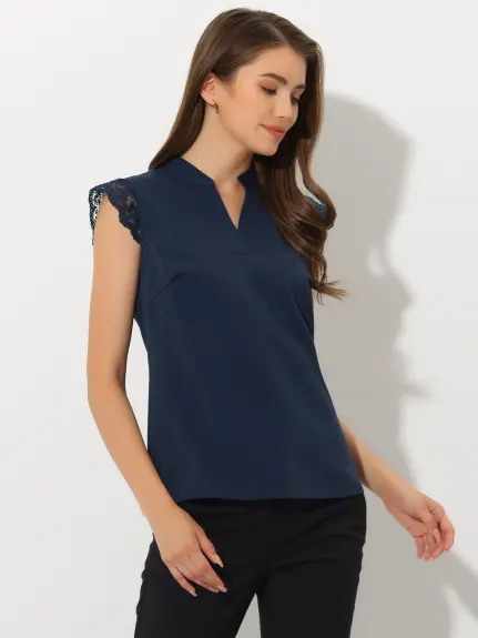 Allegra K- V Neck Sleeveless Blouse