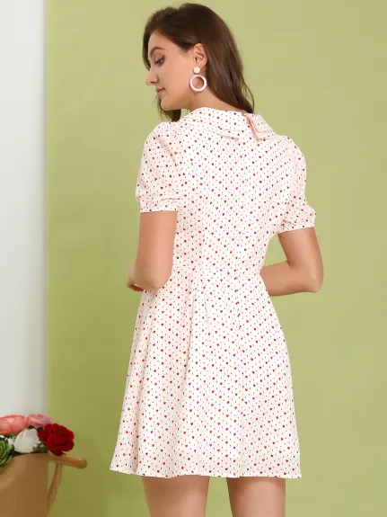 Allegra K- Puff Sleeve Chiffon A-Line Mini Dress