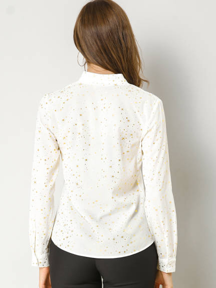 Allegra K- Long Sleeve Patterned Blouse Shirt