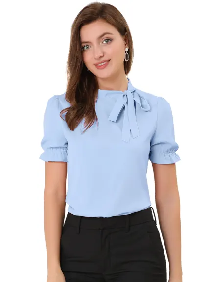 Allegra K - Bow Tie Neck Elegant Summer Top