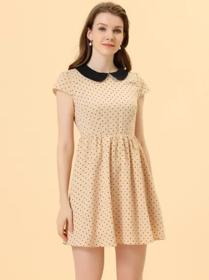 Allegra K- Peter Pan Collar Above Knee A-Line Dress