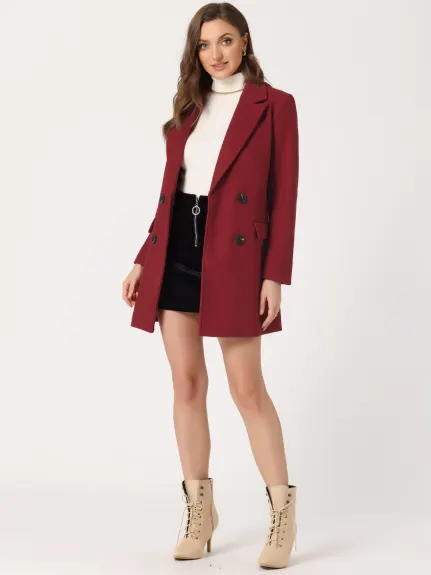 Allegra K- Trench-coat à poche et ceinture à double boutonnage