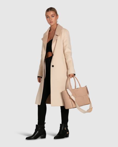 Manteau Lexington en laine mélangée bicolore - Beige