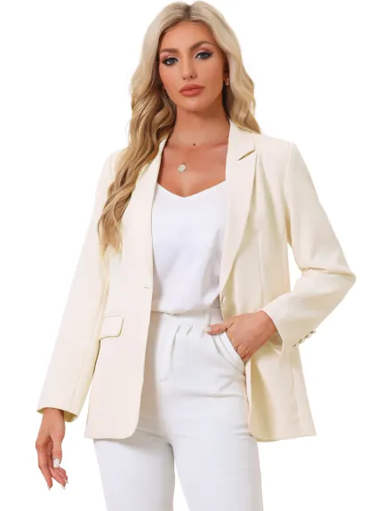 Allegra K- One Button Open Front Suit Blazer