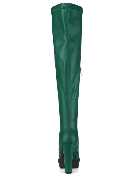 Allegra K - Chunky Heel Over Knee High Boots