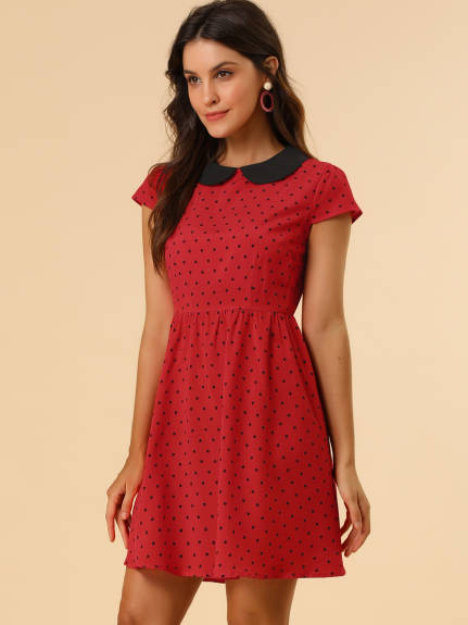 Allegra K- Peter Pan Collar Above Knee A-Line Dress