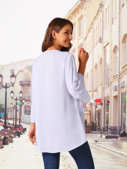 INSPIRE CHIC - High Low Irregular Hem Chiffon Top