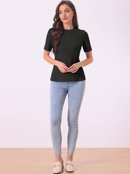 Allegra K- Round Neck Textured Top