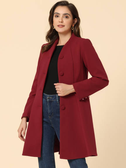 Allegra K- Single Breasted Mid-Long Coat