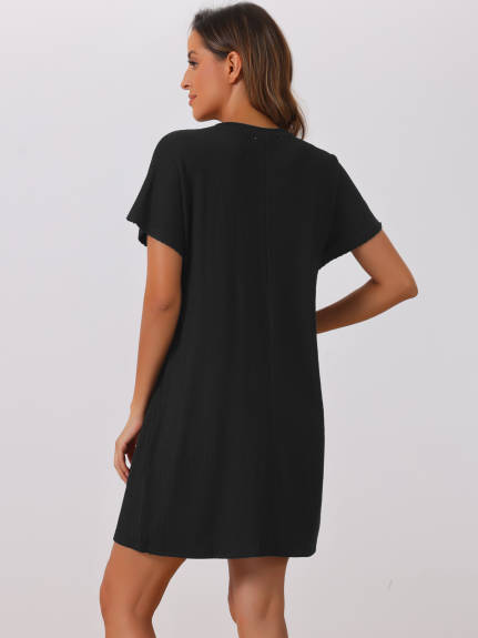 Cheibear - Short Sleeve Casual Nightshirt