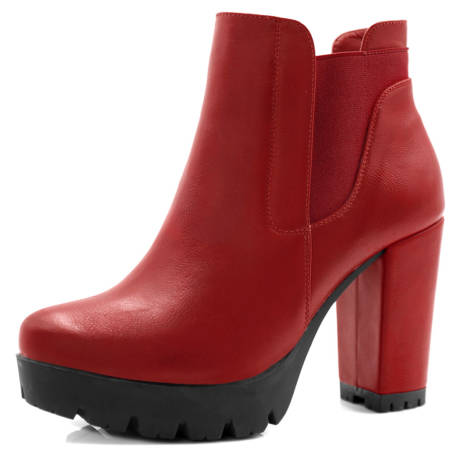 Allegra K- Chunky High Heel Platform Zipper Chelsea Boots