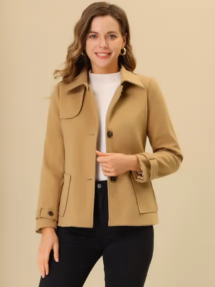 Allegra K- manteau d’hiver à pois ceinturé à poitrine simple