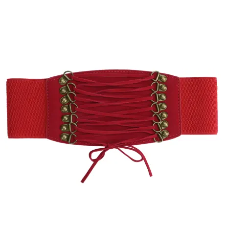 Allegra K- Stretchy Cinch Waistband Lace Up Corset Belt