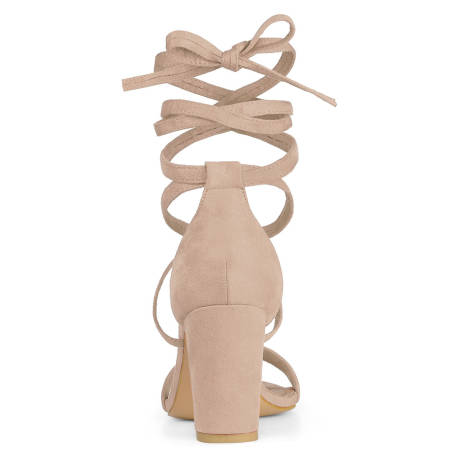 Allegra K- One Strap Block Heel Lace Up Sandals