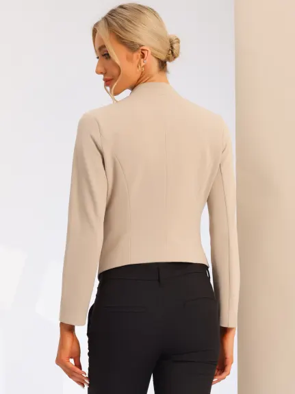 Allegra K- Office Suit Veste blazer courte sans col