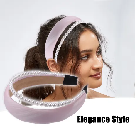 Unique Bargains - Double Layer Faux Pearl Sponge Headband