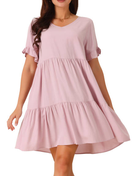 Allegra K - Summer Ruffle Casual Babydoll Dress