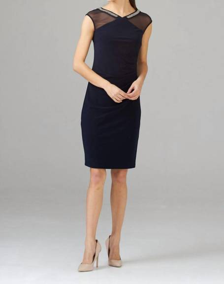 Joseph Ribkoff - Sheer Necklined Dress