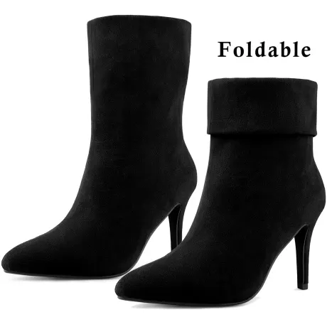 Allegra K - Pointed Toe Foldable Ankle Sock Boots