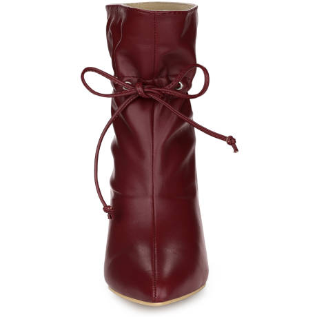 Allegra K - Pointed Toe Drawstring Pull-on Ankle Boots