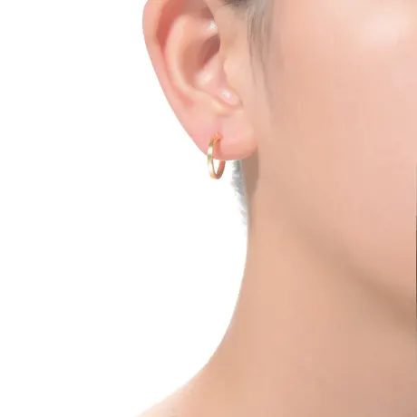 Boucles d'oreilles créoles Genevive en argent sterling plaqué or 14 carats