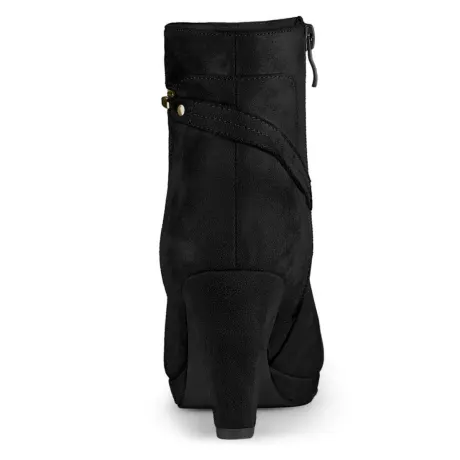 Allegra K- Round Toe Ankle Mid Heel Boots